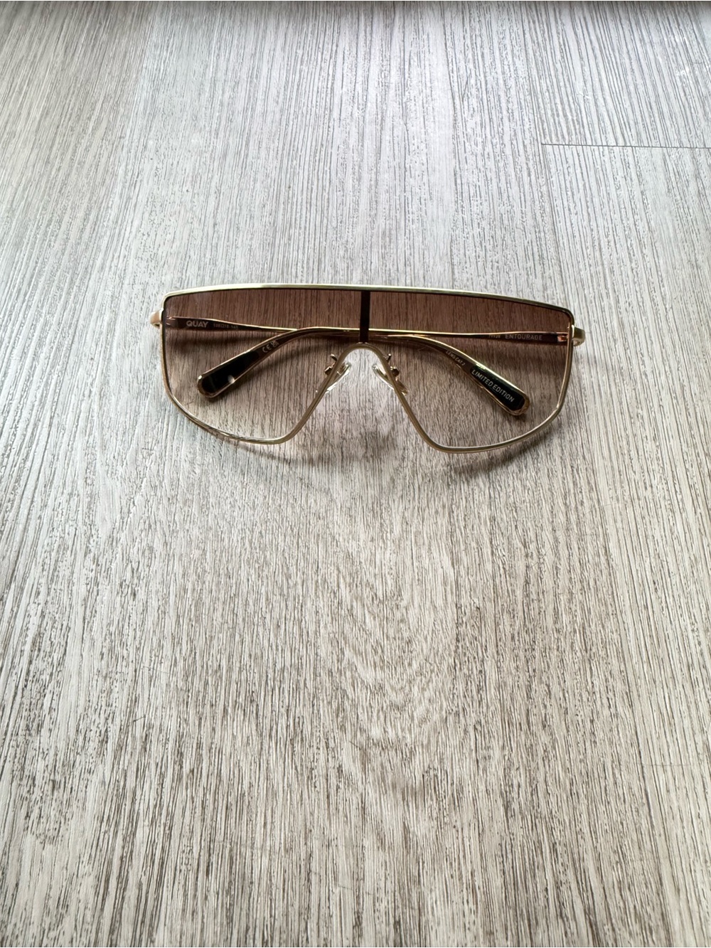 quay australia entourage gold elevated retro modern shield sunglasses eyewear
